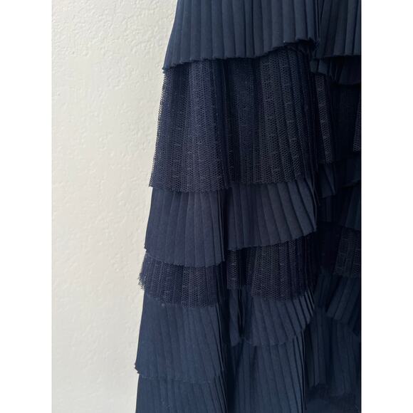 BCBG Maxazria Strapless Tiered Ruffle Mini Dress Womens Size 2 Navy Blue Hoco - Picture 12 of 16